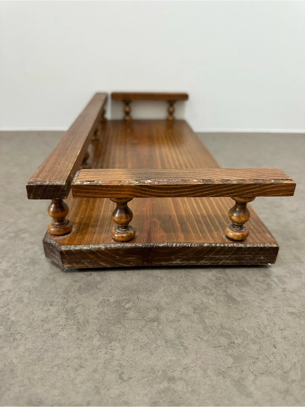 Countertop Vintage Wooden Spindle Rail Spice Rack Shelf - Brown 18 wide X 7 deep